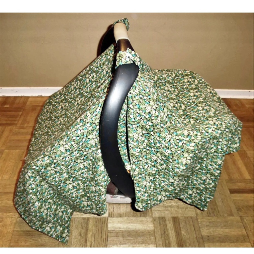 Green Brown Floral Reversible Car Seat Cover